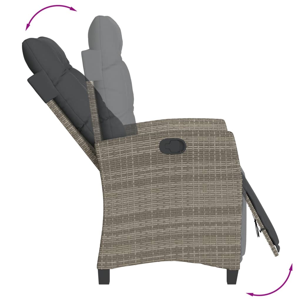 Set da Pranzo da Giardino 7 pz con Cuscini in Polyrattan Grigio | homemem39