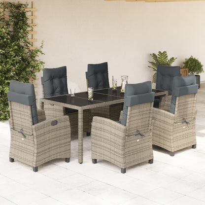 Set da Pranzo da Giardino 7 pz con Cuscini in Polyrattan Grigio - homemem39