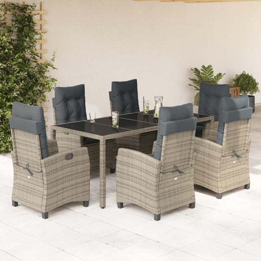 Set da Pranzo da Giardino 7 pz con Cuscini in Polyrattan Grigio - homemem39