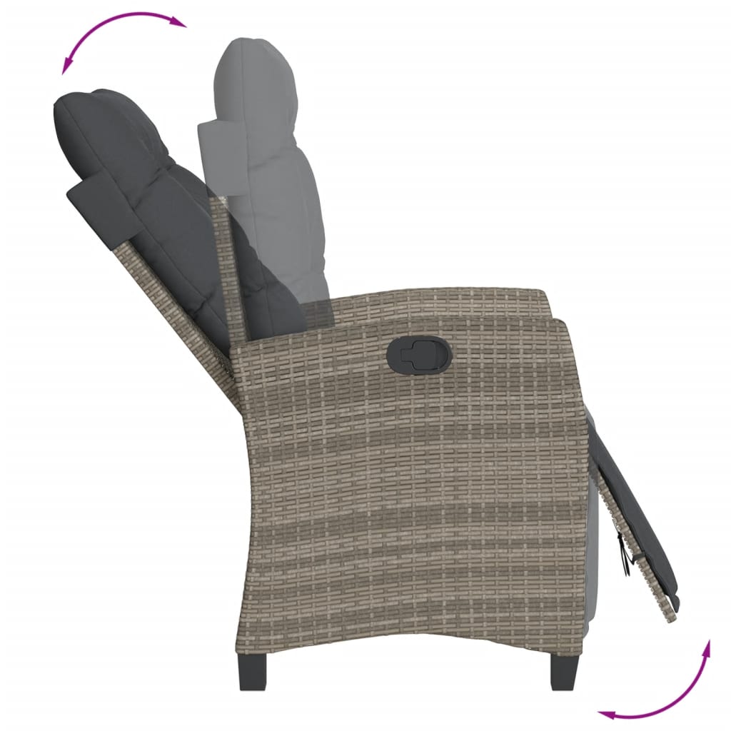 Set da Pranzo da Giardino 9 pz con Cuscini in Polyrattan Grigio | homemem39