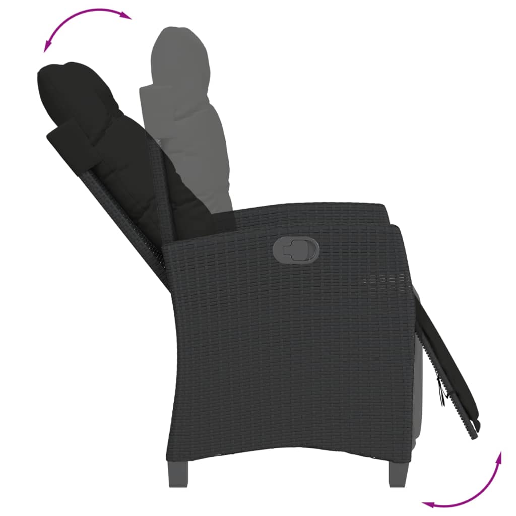 Set da Pranzo da Giardino 5 pz Nero con Cuscini in Polyrattan | homemem39