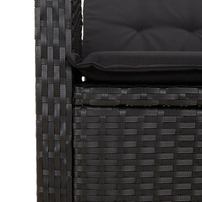 Set da Pranzo da Giardino 7 pz Nero con Cuscini in Polyrattan | homemem39