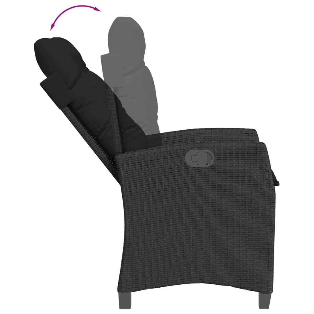 Set da Pranzo da Giardino 7 pz Nero con Cuscini in Polyrattan | homemem39
