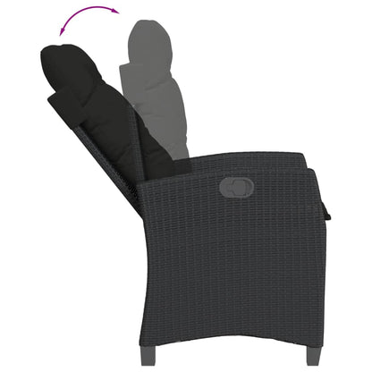 Set da Pranzo da Giardino 7 pz Nero con Cuscini in Polyrattan | homemem39