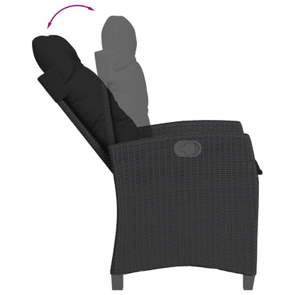 Set da Pranzo da Giardino 7 pz Nero con Cuscini in Polyrattan | homemem39