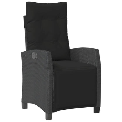 Set da Pranzo da Giardino 9 pz con Cuscini Nero in Polyrattan | homemem39