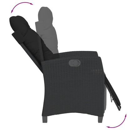 Set da Pranzo da Giardino 9 pz con Cuscini Nero in Polyrattan | homemem39