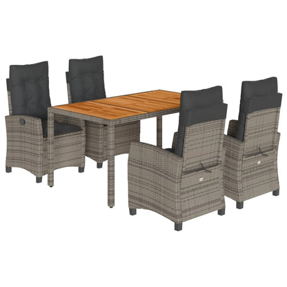 Set da Pranzo da Giardino 5 pz con Cuscini in Polyrattan Grigio - homemem39