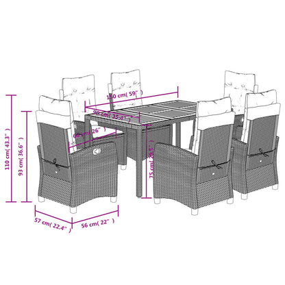 Set da Pranzo da Giardino 7 pz con Cuscini in Polyrattan Grigio | homemem39