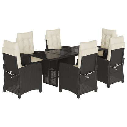 Set da Pranzo da Giardino 7 pz Nero con Cuscini in Polyrattan - homemem39