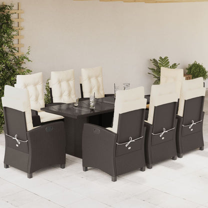 Set da Pranzo da Giardino 9pz con Cuscini Marrone in Polyrattan - homemem39