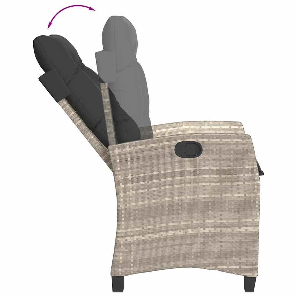 Set Pranzo da Giardino 9pz con Cuscini Grigio Chiaro Polyrattan - homemem39