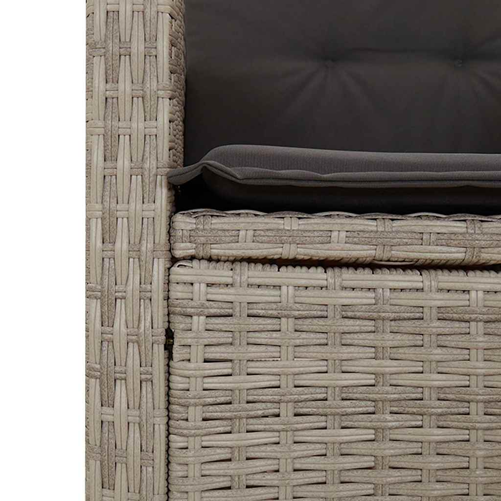 Set Pranzo da Giardino 9pz con Cuscini Grigio Chiaro Polyrattan - homemem39