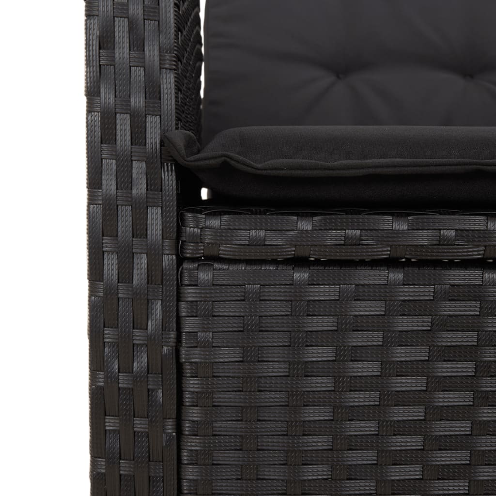 Set da Pranzo da Giardino 9 pz con Cuscini Nero in Polyrattan | homemem39