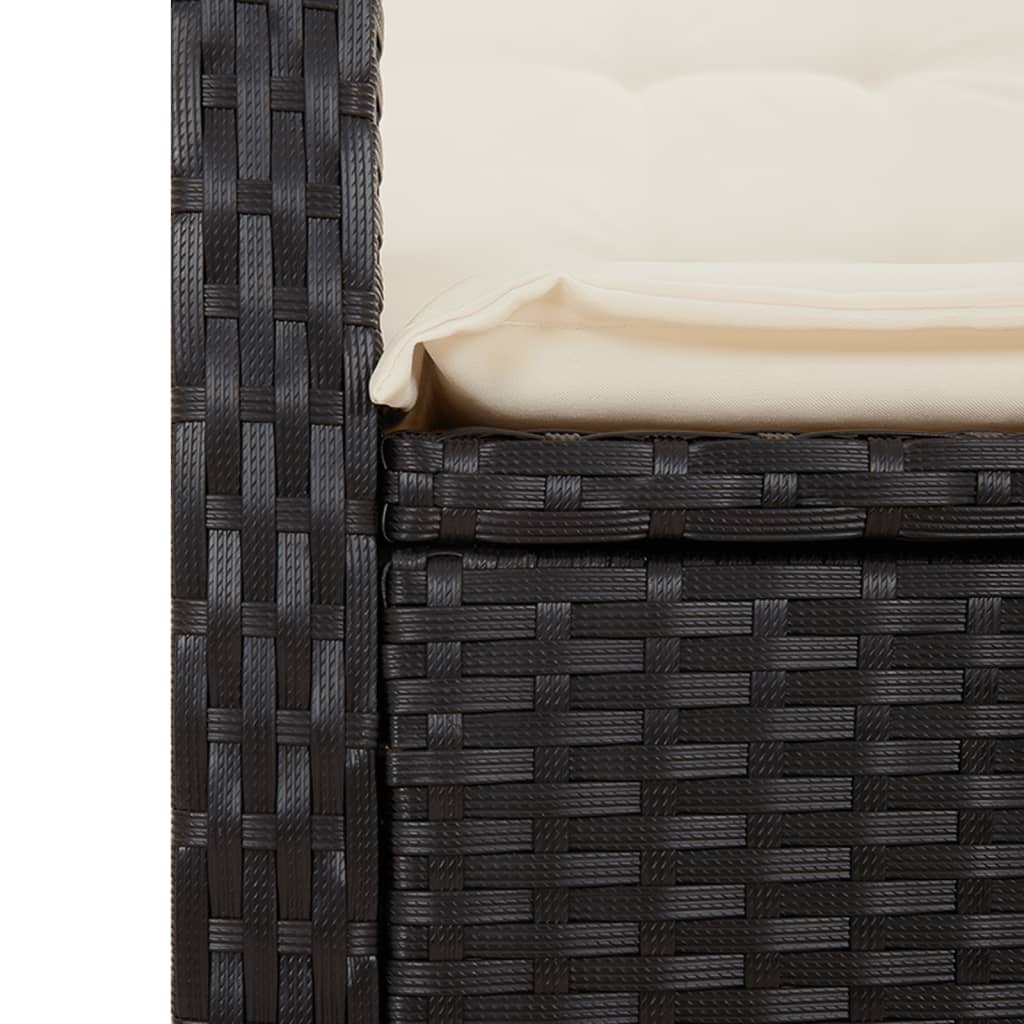 Set da Pranzo da Giardino 5 pz Nero con Cuscini in Polyrattan