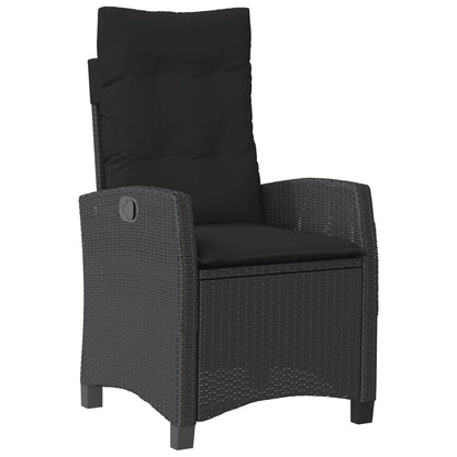 Set da Pranzo da Giardino 3 pz con Cuscini Nero in Polyrattan - homemem39