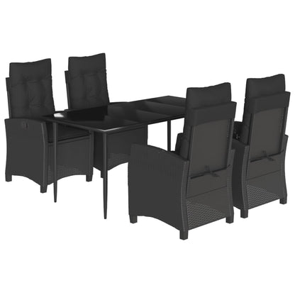 Set da Pranzo da Giardino 5 pz Nero con Cuscini in Polyrattan - homemem39