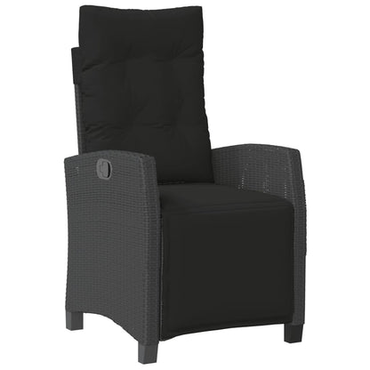 Set da Pranzo da Giardino 7 pz Nero con Cuscini in Polyrattan - homemem39