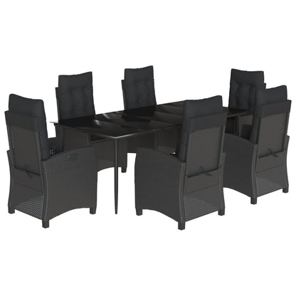 Set da Pranzo da Giardino 7 pz Nero con Cuscini in Polyrattan - homemem39