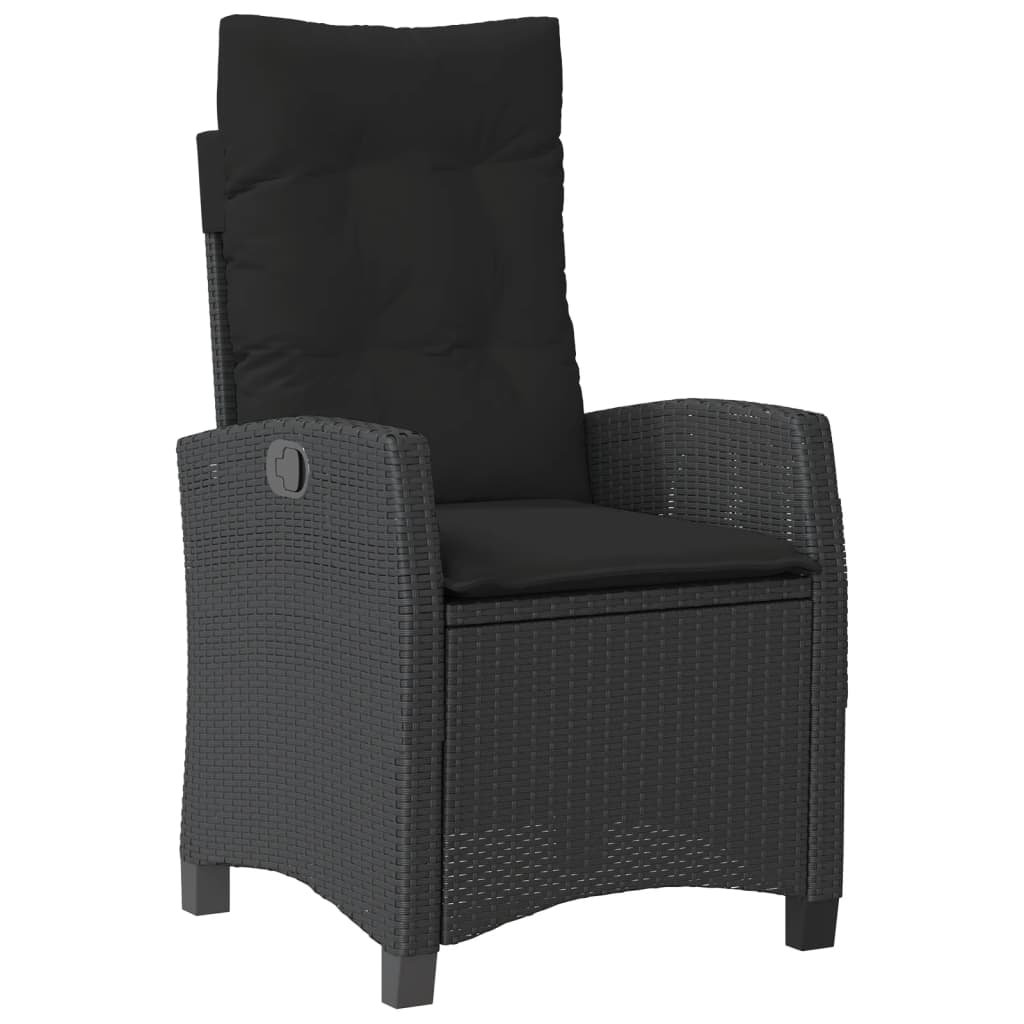 Set da Pranzo da Giardino 9 pz con Cuscini Nero in Polyrattan - homemem39