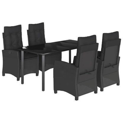 Set da Pranzo da Giardino 5 pz Nero con Cuscini in Polyrattan - homemem39