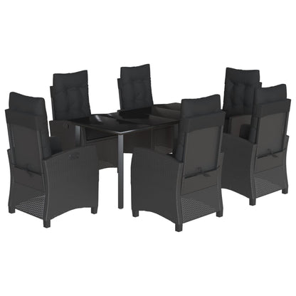 Set da Pranzo da Giardino 7 pz Nero con Cuscini in Polyrattan - homemem39