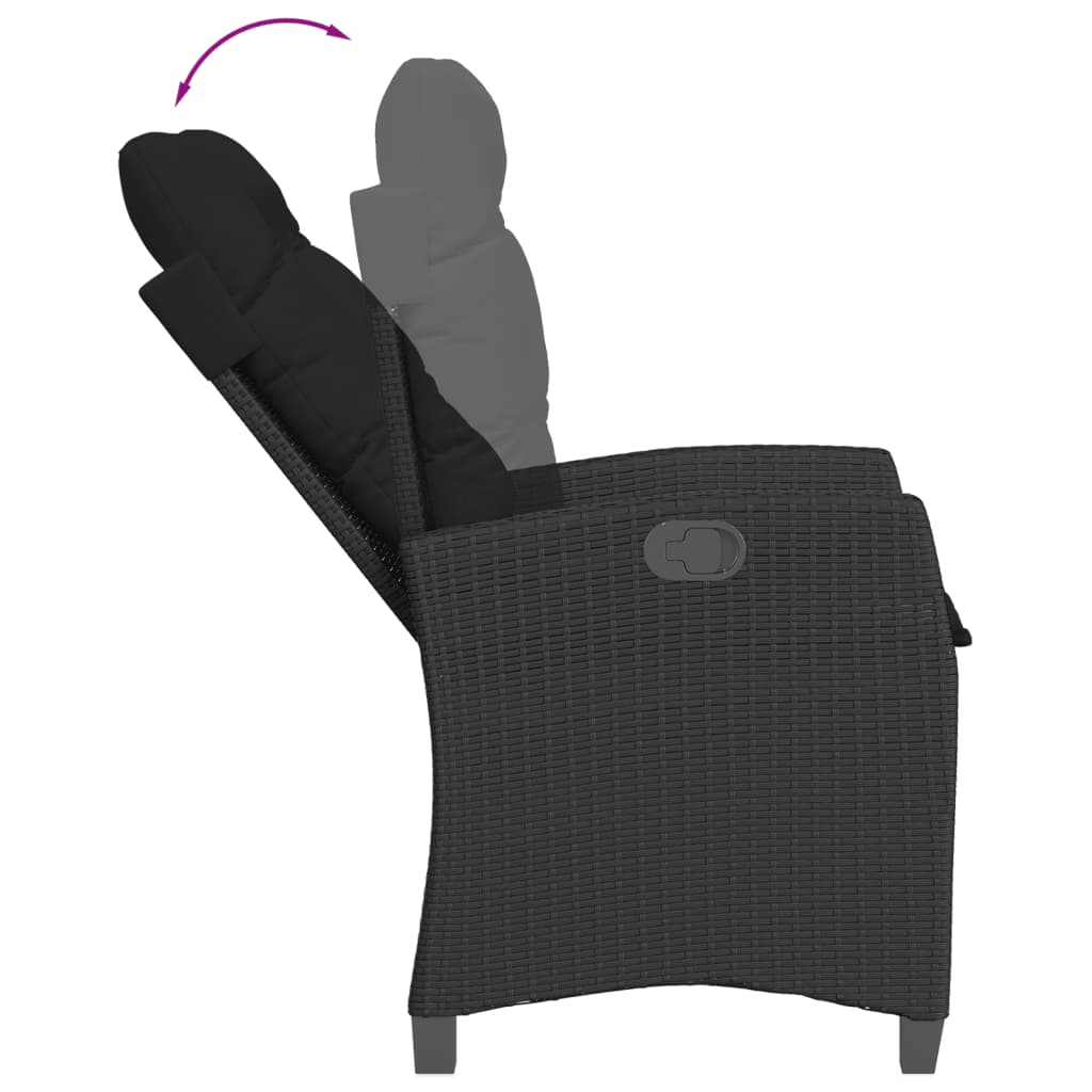 Set da Pranzo da Giardino 7 pz Nero con Cuscini in Polyrattan | homemem39