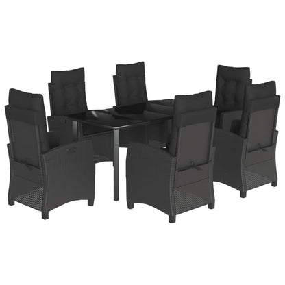 Set da Pranzo da Giardino 7 pz Nero con Cuscini in Polyrattan - homemem39