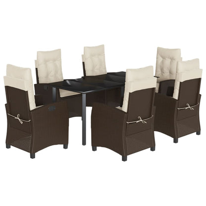 Set da Pranzo da Giardino 7pz con Cuscini in Marrone