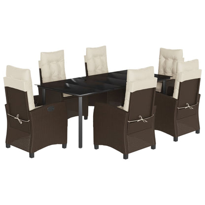 Set da Pranzo da Giardino 7pz con Cuscini in Polyrattan Marrone - homemem39