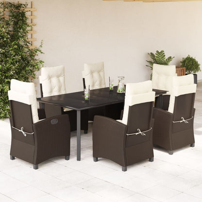 Set da Pranzo da Giardino 7pz con Cuscini in Marrone