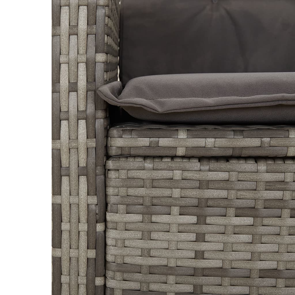 Set da Pranzo da Giardino 9 pz con Cuscini in Polyrattan Grigio - homemem39