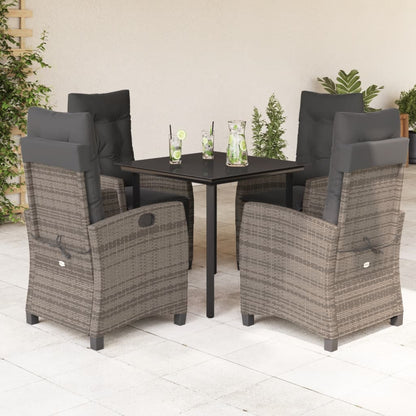 Set da Pranzo da Giardino 5 pz con Cuscini in Polyrattan Grigio - homemem39