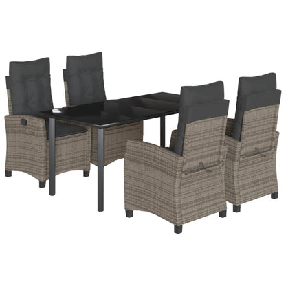 Set da Pranzo da Giardino 5 pz con Cuscini in Polyrattan Grigio - homemem39