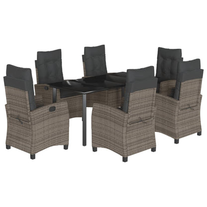 Set da Pranzo da Giardino 7 pz con Cuscini in Polyrattan Grigio - homemem39