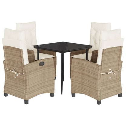 Set da Pranzo da Giardino 5 pz con Cuscini Beige in Polyrattan - homemem39