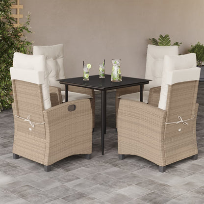 Set da Pranzo da Giardino 5 pz con Cuscini Beige in Polyrattan - homemem39
