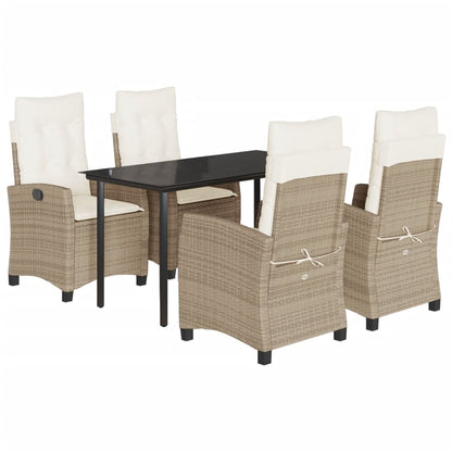 Set da Pranzo da Giardino 5 pz con Cuscini Beige in Polyrattan - homemem39
