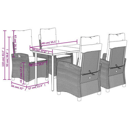 Set da Pranzo da Giardino 5 pz con Cuscini Beige in Polyrattan | homemem39