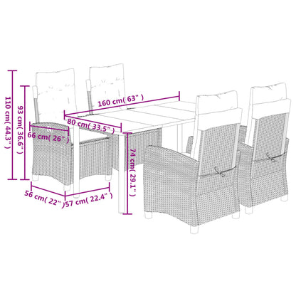 Set da Pranzo da Giardino 5 pz con Cuscini Beige in Polyrattan | homemem39