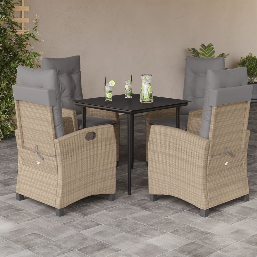 Set Pranzo da Giardino 5 pz con Cuscini Beige Misto Polyrattan - homemem39