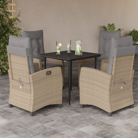 Set Pranzo da Giardino 5 pz con Cuscini Beige Misto Polyrattan - homemem39