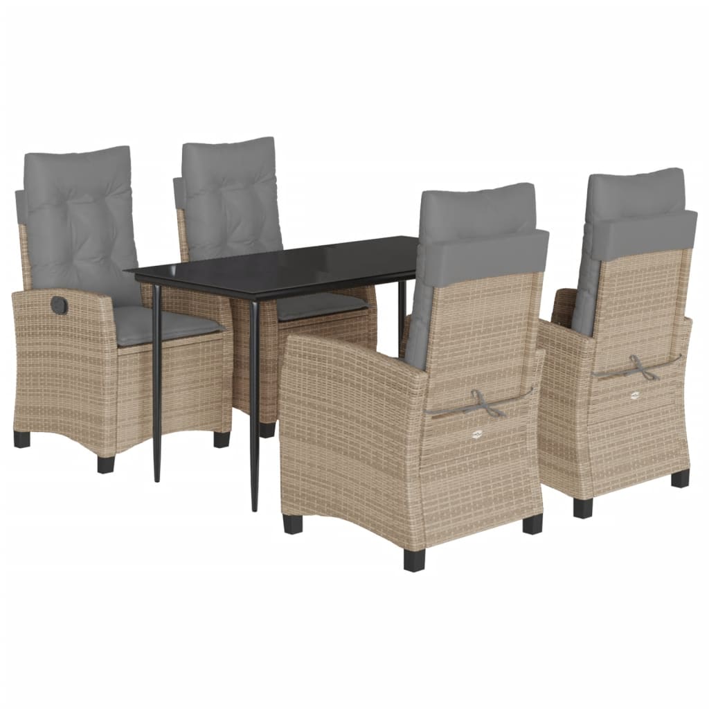 Set Pranzo da Giardino 5 pz con Cuscini Beige Misto Polyrattan - homemem39