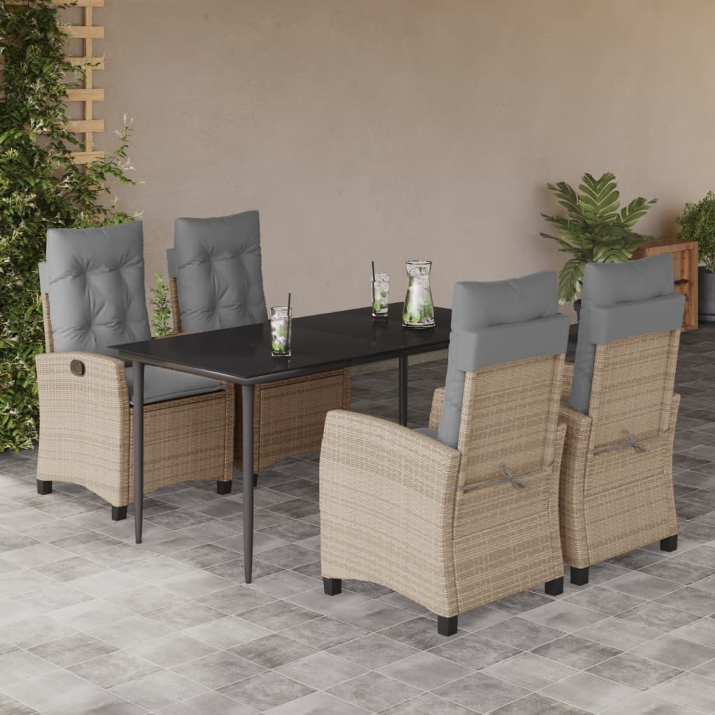 Set Pranzo da Giardino 5 pz con Cuscini Beige Misto Polyrattan - homemem39