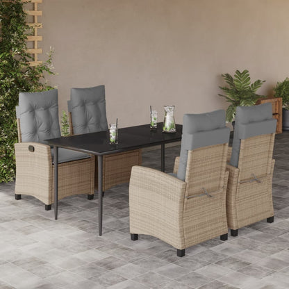 Set Pranzo da Giardino 5 pz con Cuscini Beige Misto Polyrattan - homemem39