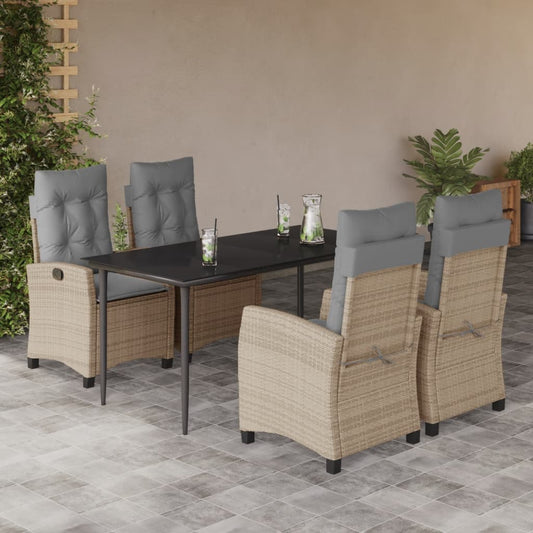 Set Pranzo da Giardino 5 pz con Cuscini Beige Misto Polyrattan - homemem39