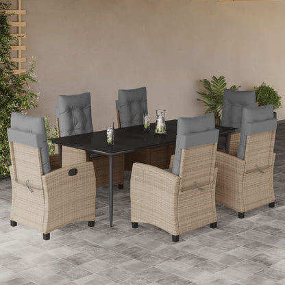 Set Pranzo da Giardino 7 pz con Cuscini Beige Misto Polyrattan - homemem39