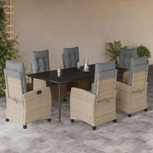 Set Pranzo da Giardino 7 pz con Cuscini Beige Misto Polyrattan - homemem39