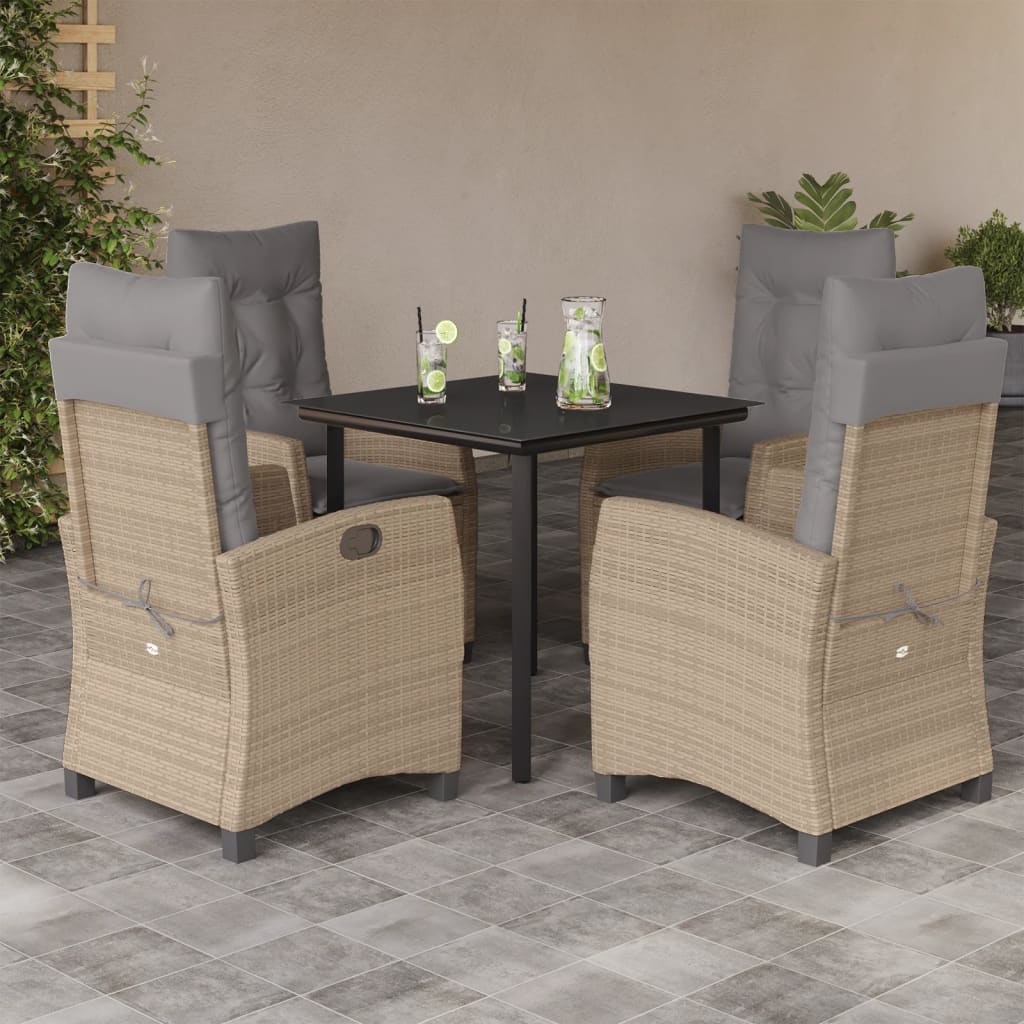 Set Pranzo da Giardino 5 pz con Cuscini Beige Misto Polyrattan - homemem39