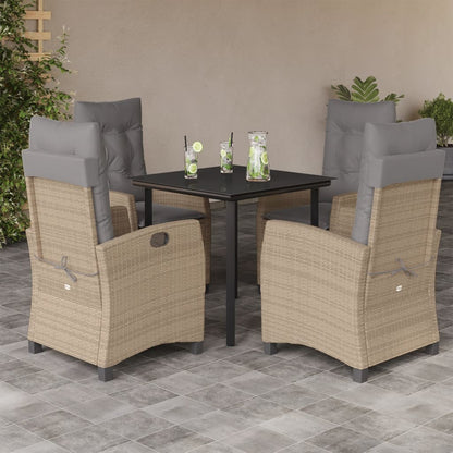 Set Pranzo da Giardino 5 pz con Cuscini Beige Misto Polyrattan - homemem39